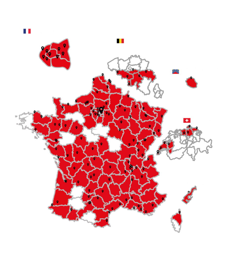 Über die Gruppe 4 Carte agences XEFI DE CH 135 titres blanc